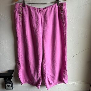 J.Jill Pink Linen Sailor Pants Sz XL Nautical Prep Coastal Beach Resortwear